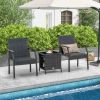 3 Piece Patio Wicker Chair Set with Quick Dry Foam Cushions