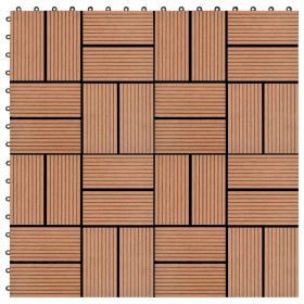 11 pcs Decking Tiles WPC 11.8"x11.8" 1 sqm Brown