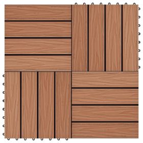 11 pcs Decking Tiles Deep Embossed WPC 11.8"x11.8" 1 sqm Light Brown