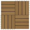 11 pcs Decking Tiles Deep Embossed WPC 11.8"x11.8" 1 sqm Teak Color