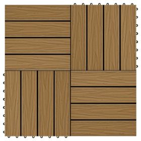 11 pcs Decking Tiles Deep Embossed WPC 11.8"x11.8" 1 sqm Teak Color