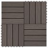 11 pcs Decking Tiles Deep Embossed WPC 11.8"x11.8" 1 sqm Dark Brown