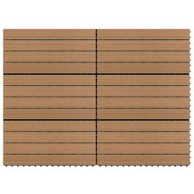 Decking Tiles 6 pcs WPC 23.6"x11.8" 11.6 ft² Brown