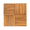 Damian 8-Slat Acacia Interlocking Deck Tile (Set of 10 Tiles)