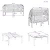 TOPMAX 3-Piece Patio Daybed with Retractable Canopy Outdoor Metal Sectional Sofa Set Sun Lounger with Cushions for Backyard, Porch, Poolside, Beige