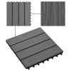 11 pcs Decking Tiles Deep Embossed WPC 11.8"x11.8" 1 sqm Gray