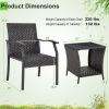 3 Piece Patio Wicker Chair Set with Quick Dry Foam Cushions
