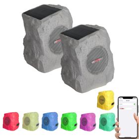 5 Core Outdoor Speakers Bluetooth 2Pcs Wireless Waterproof Patio Garden Speake Rechargeable Solar LED Rock Garden Speaker - GRDNSPK SP GRY (size: GRDNSPK SP GRY 2PCS)