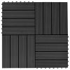 11 pcs Decking Tiles WPC 11.8"x11.8" 1 sqm Black