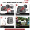 5 Core Outdoor Speakers Bluetooth 2Pcs Wireless Waterproof Patio Garden Speake Rechargeable Solar LED Rock Garden Speaker - GRDNSPK SP GRY