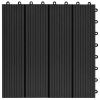 11 pcs Decking Tiles WPC 11.8"x11.8" 1 sqm Black